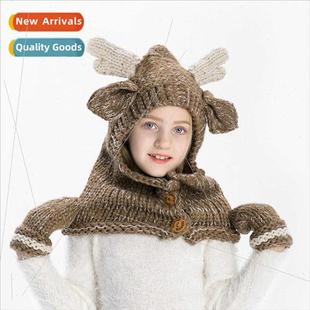 men children elk scarf women hat gloves woolen new Winter