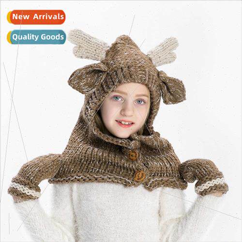Winter new children woolen gloves hat men women scarf elk an