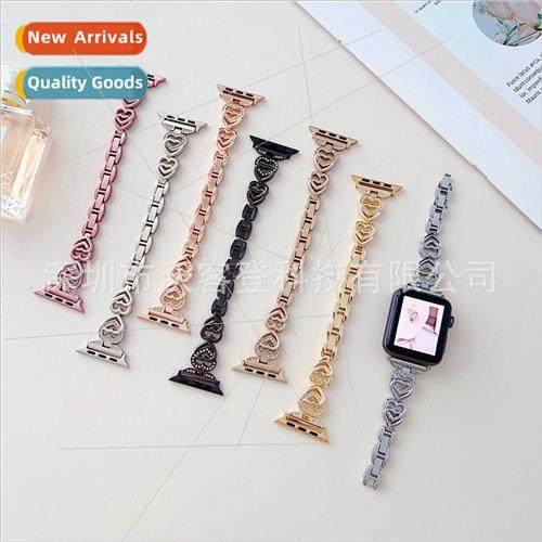 适用Apple watch double love diamond encrusted metal strap ap