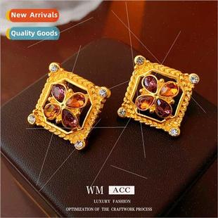 diamond flower earrings lver hundred vintage fashion mat pin