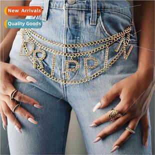Waist chain English letters DRIPPIN pendant waist jewelry mu