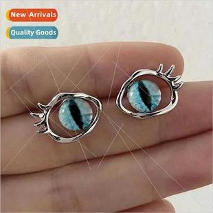 female blue spicy sweet niche earrings pupil cat eye Devil