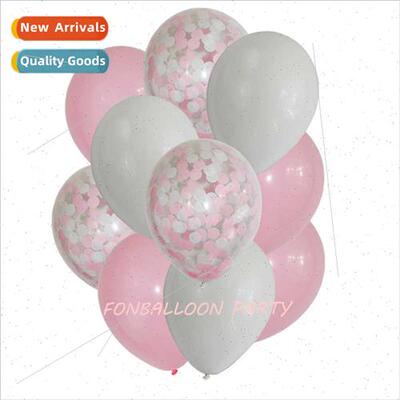 12 inch round pink confetti balloon set champagne confetti b