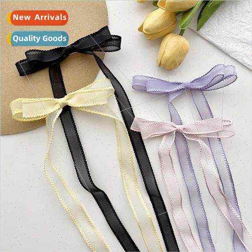 Pink bow ribbon hair clips ins Korean sweet girl long braide