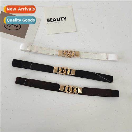 Circle buckle belt female decorative belt skirt retro elasti