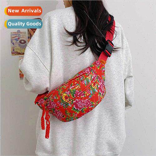 New chest bag Northeast large flower waist satchel ethnic wo