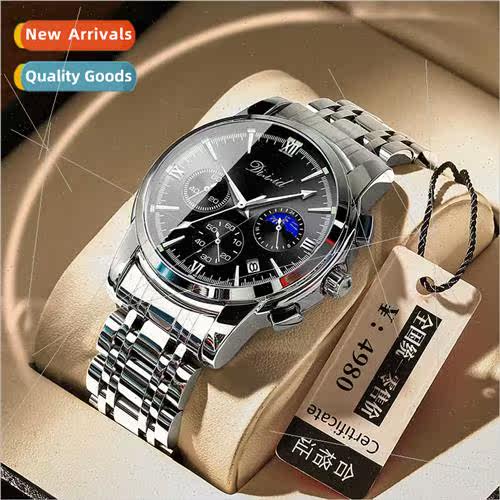 watch men luminous waterproof steel band quartz watch multi-