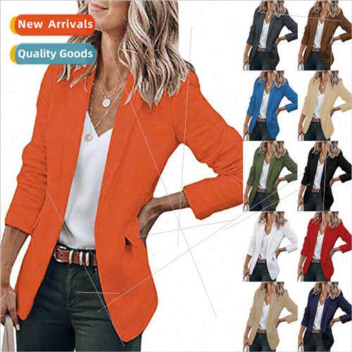2022 Autumn new temperament jacket women long-sleeved solid