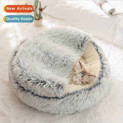 Plush Dog Kennel Crystal Plush Warm Round Half Pack Cat tter