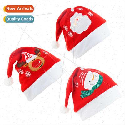Flannel Embroidery Christmas Hat Adult Cartoon Embroidery Pu
