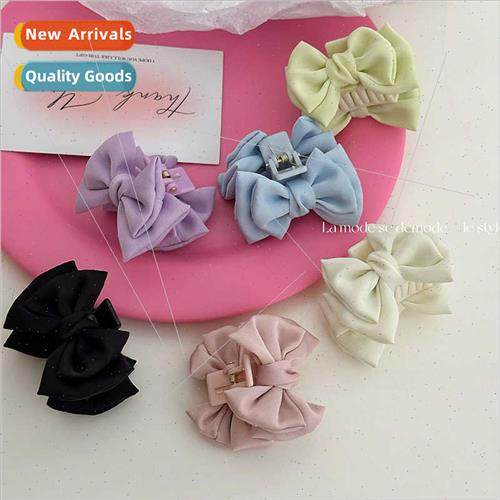 Sweet satin bow hair accessories grab clip small princess he