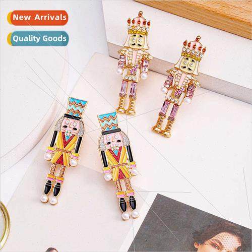Europe New Year Christmas earrings fashion simple Nutcracker