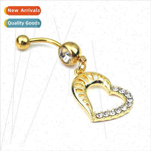 Piercing jewelry new Europe diamond heart-shaped belly butto