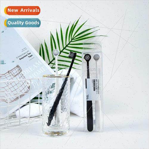 Thai Spiral Hair Couple Toothbrush 2pcs Black & Whe Round He