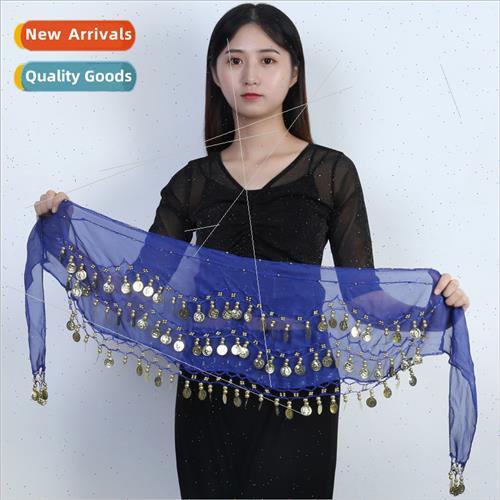 98 Coins Belly Dance Waist Chain Chiffon Triple Gold Coin Be