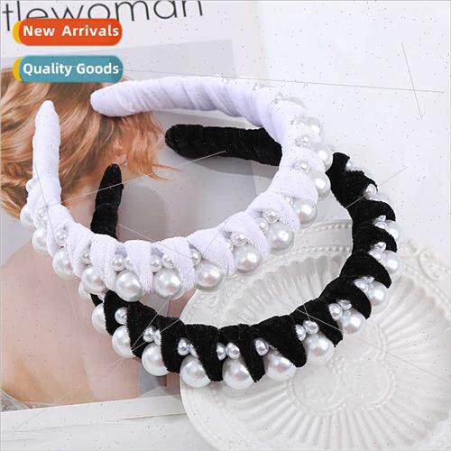 Europe classic pearl hair bands 适用women twisted gold velve