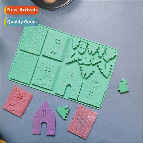 Building block Christmas wooden house 246 chocolate silicone
