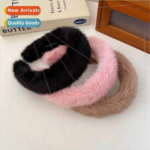 Autumn winter out about thickened plush headband wide pressu