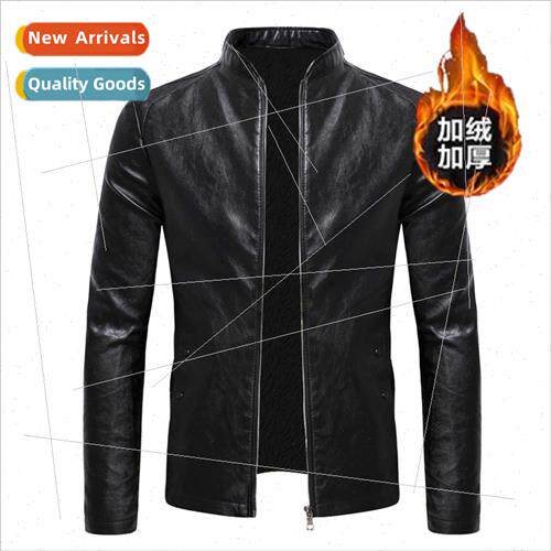 Autumn winter new men leather jacket motorcycle collar padde
