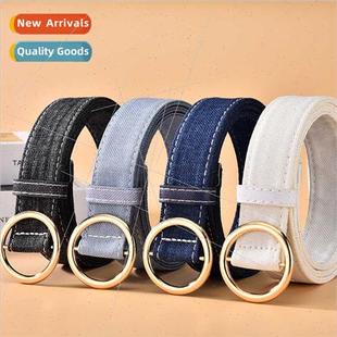 Oxd Fabric Belt Women Casual Denim Color Dress Coat No-Punch