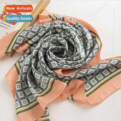 mulation silk scarf fashion commuter neckerchief thin plaid