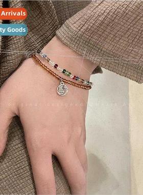 Summer Rainbow Fook Crystal Beaded Bracelet Girls che Girlfr