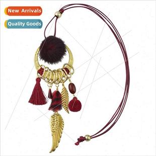bohemian pendant fashion round Europe leaves long new tassel