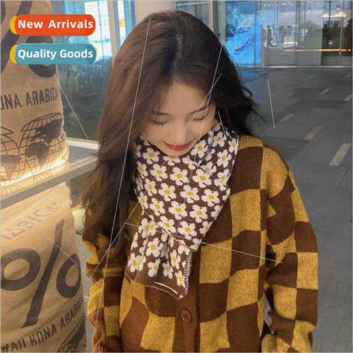 Retro Hyuna wind small fresh flowers scarf female winter Kor