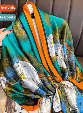 2023 Korean  new fashion printing silk scarf female Yangqi s