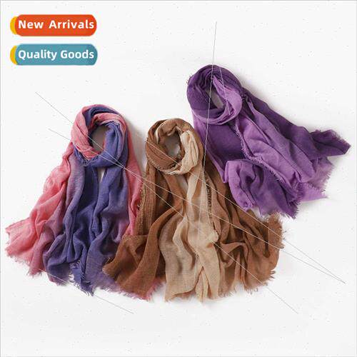 Hand-painted gradient rainbow color bubble scarf wrinkled sc