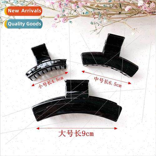 Black square grab clip fashion plastic hair clips simple bla