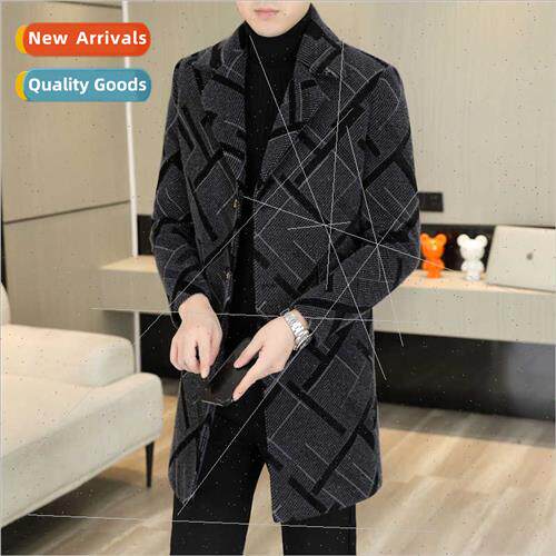 Men thickened thickened medium-length fall winter tweed jack