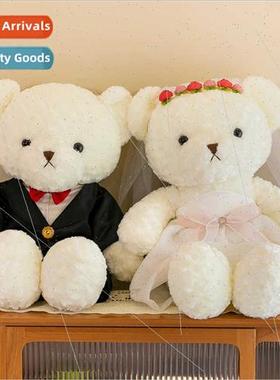 Wedding couple teddy bear plush toy bed presser doll a pair