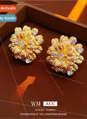Earrings silver needle wh diamonds metal flower earrings vin