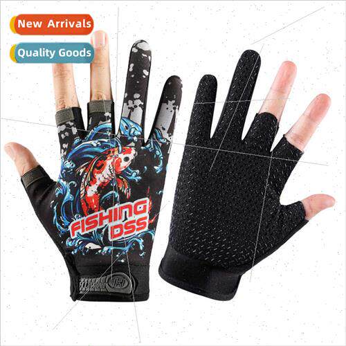 Dew three fingers fishing gloves anti-stinging -slip men sum