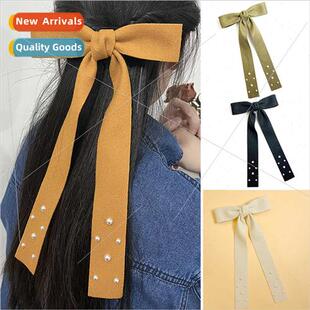 female pearl hundred retro new hairpin ribbon bow ins Mori
