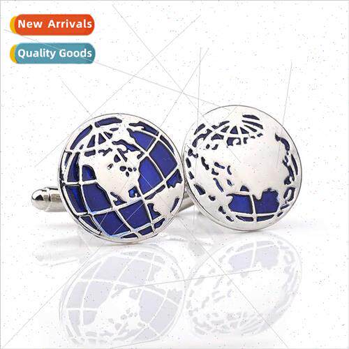 Round Men Earth Cufflinks Map French Shirt Cufflinks Men Bus