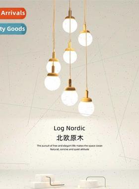 Japanese log staircase chandelier retro loft apartment simpl