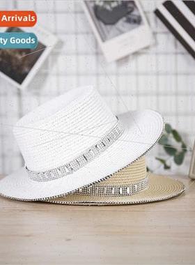 Outdoor straw hat flat top summer bowler hat female breathab