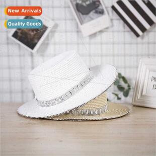 Outdoor straw hat flat top summer bowler hat female breathab