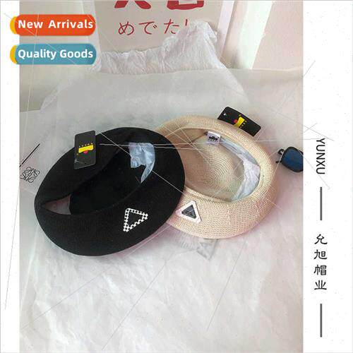 checkerboard checkerboard triangle label beret female set be