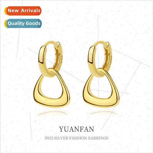 925 silver niche geometric triangle earrings适用women with E