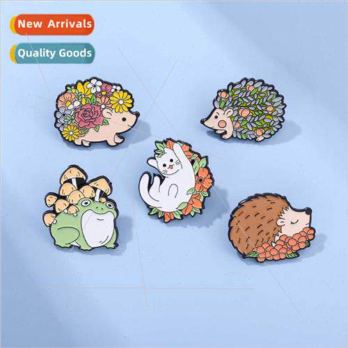 Cartoon cute ltle hedgehog flowers cat mushroom head frog ex