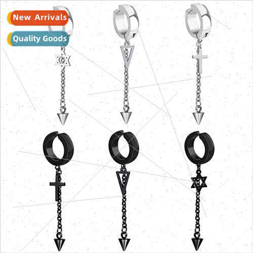 Hexagram Pendant Pointed Cone Tassel Charm Chain Steel Chain
