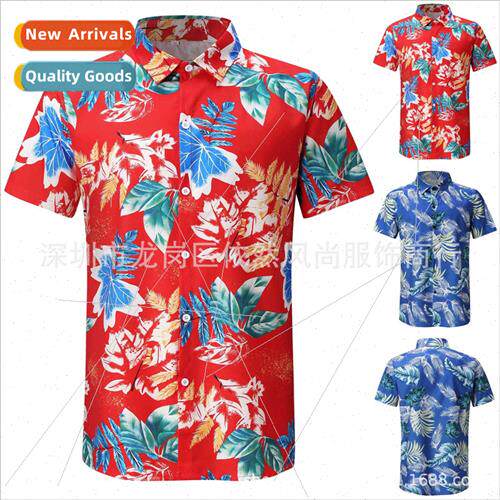 2022 new men summer short-sleeved floral shirt  code fashion