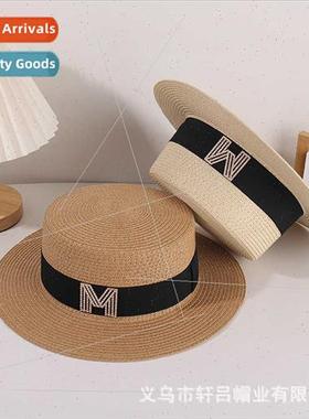 Spring Summer French retro flat top bowler hat outdoor sun s