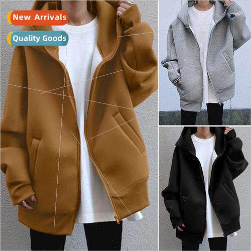 2023 fall winter new personaly set sweater zipper hooded lon