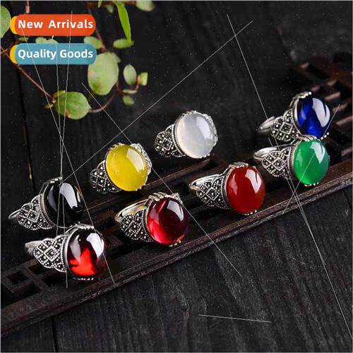 Ruby Ring Women Garnet Chalcedony Agate Red Corundum Fashion