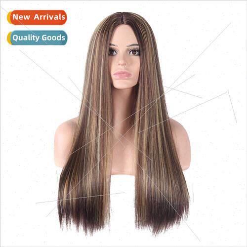 Europe center parted long straight dyed brown gradient ladie