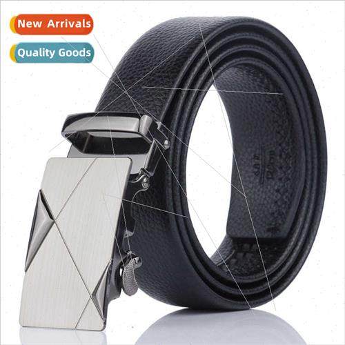 2017 new business men belt scratch-resistant wear Lychee gra